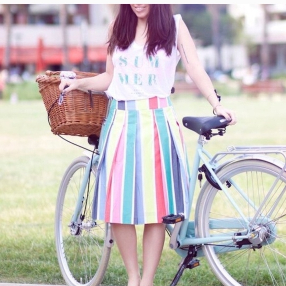 Boden Multicolor Vertical-Stripe Midi Skirt